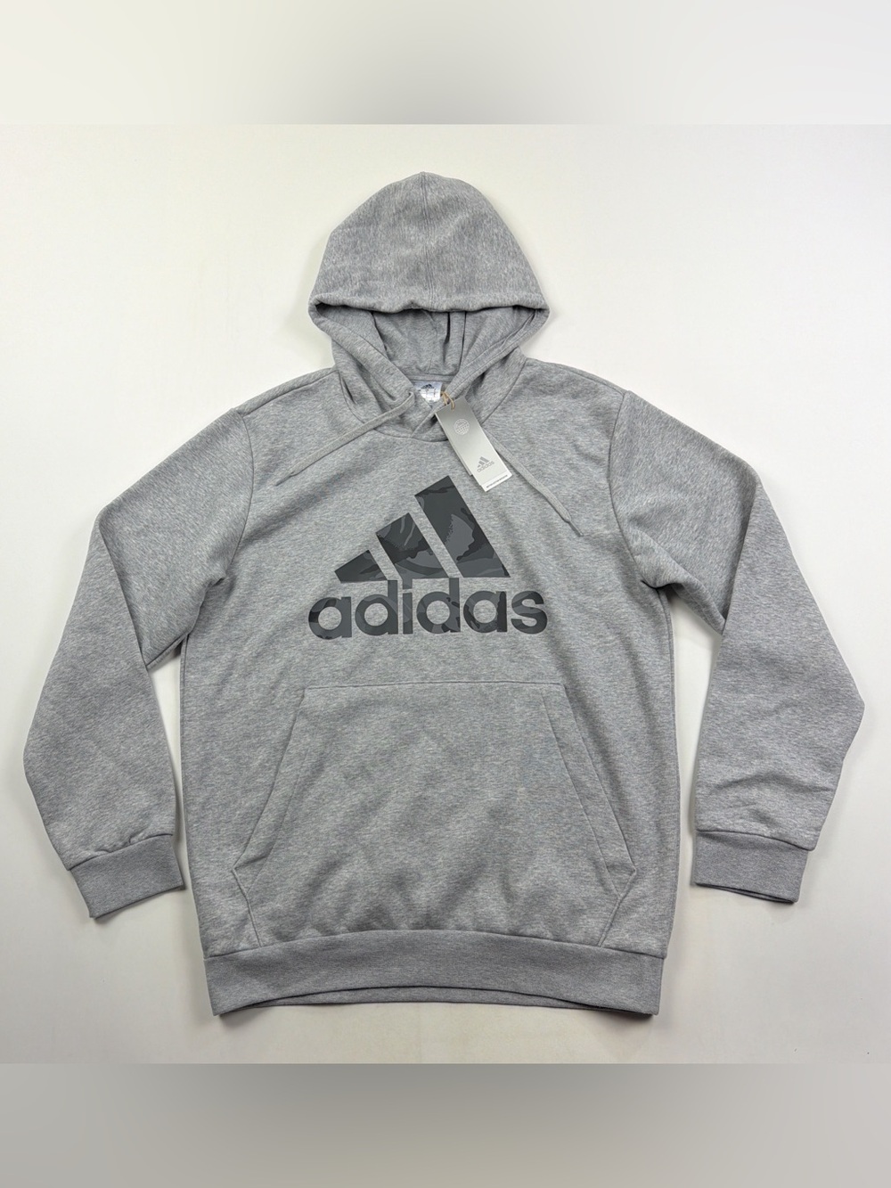 Adidas Essentials Mens Gray Black Camo Fleece Hoodie Sweatshirt Pullover H14671